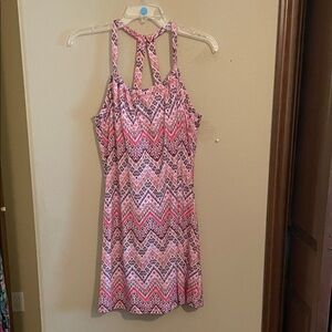 Prana Pink and White Zigzag Dress